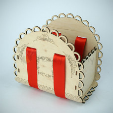 Крышка Коробка деревянная с лентой "Цветочная" 180х175х117
