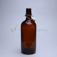 Стеклянная бутылка с бугельным замком 1л, коричневая, бугель