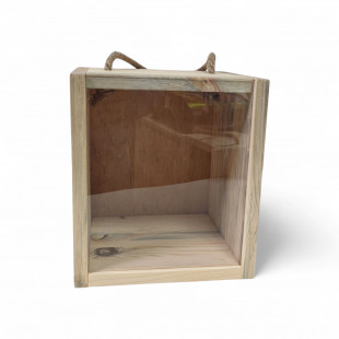 Ящик бокс с прозрачным окном с джутовой ручкой, большой