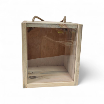 Ящик бокс с прозрачным окном с джутовой ручкой, большой Ящик бокс с прозрачным окном с джутовой ручкой, большой