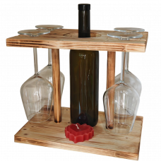 Подставка полка для вина деревянная 30х20х26см для бутылки с 4мя бокалами