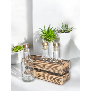 Ящик: набор бутылок домашняя 200 в деревянном боксе