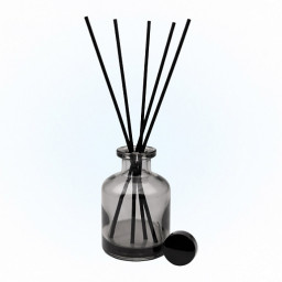 100 СТЕКЛЯННАЯ БАНОЧКА ФЛАКОН ДИФФУЗОР 100МЛ ЧЕРНЫЙ С КРЫШКОЙ И ПАЛОЧКАМИ