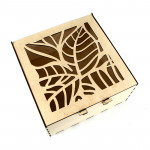 Деревянная коробка подарочная "Листья" 25х25х12