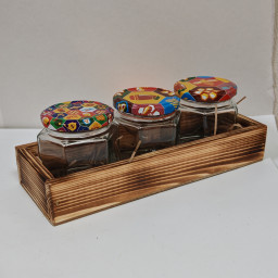 Набор 3 стеклянных баночек Соты 200 мл в боксе Набор 3 стеклянных баночек Соты 200 мл в боксе