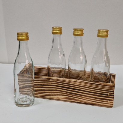 Набор 4 стеклянные бутылки Миньон 50 мл в боксе с джутовой ручкой Набор 4 стеклянные бутылки Миньон 50 мл в боксе с джутовой ручкой