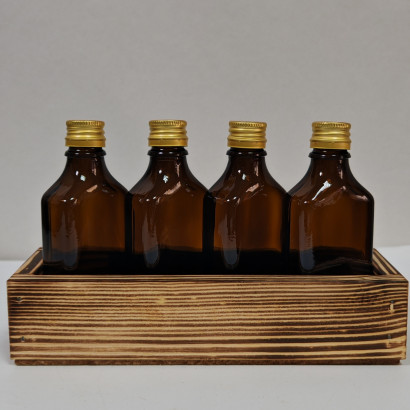 Набор 4 стеклянные бутылки Бальзам 50 мл в боксе с джутовой ручкой Набор 4 стеклянные бутылки Бальзам 50 мл в боксе с джутовой ручкой