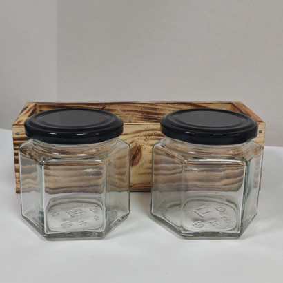 Набор 2 стеклянных баночек Соты 200 мл в боксе Набор 2 стеклянных баночек Соты 200 мл в боксе