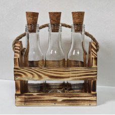 Набор 3 стеклянные бутылки Патрон 100 мл с пробками в боксе с джутовой ручкой