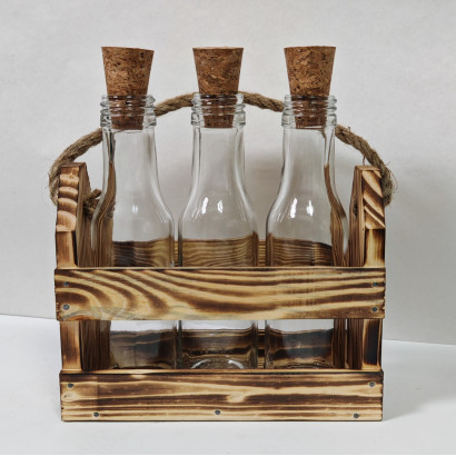 Набор 3 стеклянные бутылки Патрон 100 мл в боксе с джутовой ручкой Набор 3 стеклянные бутылки Патрон 100 мл в боксе с джутовой ручкой