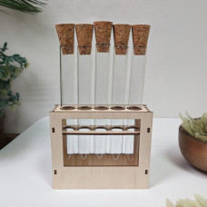 Подставка деревянная штатив для 5 пробирок 60 мл в комплекте