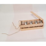 Набор для создания подарка  "Икорный квартет",  4 стеклянных пустых  баночки 100мл с крышками в ящичке