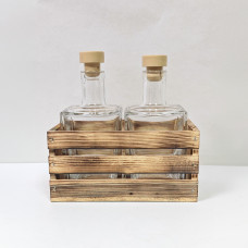 Ящик-бокс с 2 бутылками Куб, набор из 2х бутылок 0,5л в ящике Настоечный-2