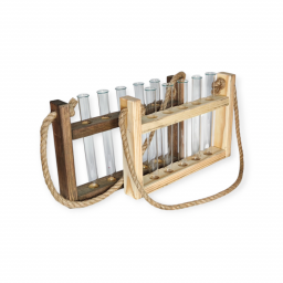 Подставка-штатив для 5 пробирок в комплекте, с ручками, дерево 30х20х4см Подставка-штатив для 5 пробирок в комплекте, с ручками, дерево 30х20х4см