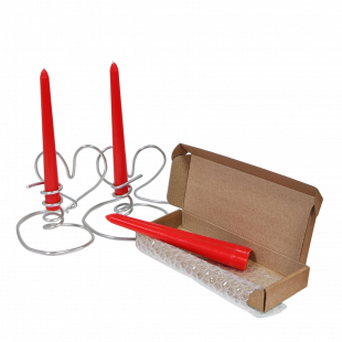 Свечи ручной работы красные в коробке (200 мм, 4 шт)