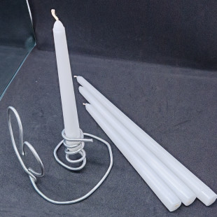 Свечи ручной работы белые S (255 мм, 2 шт)