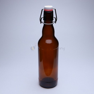 Стеклянная бутылка с бугельным замком 0,5 л, коричневая, бугель